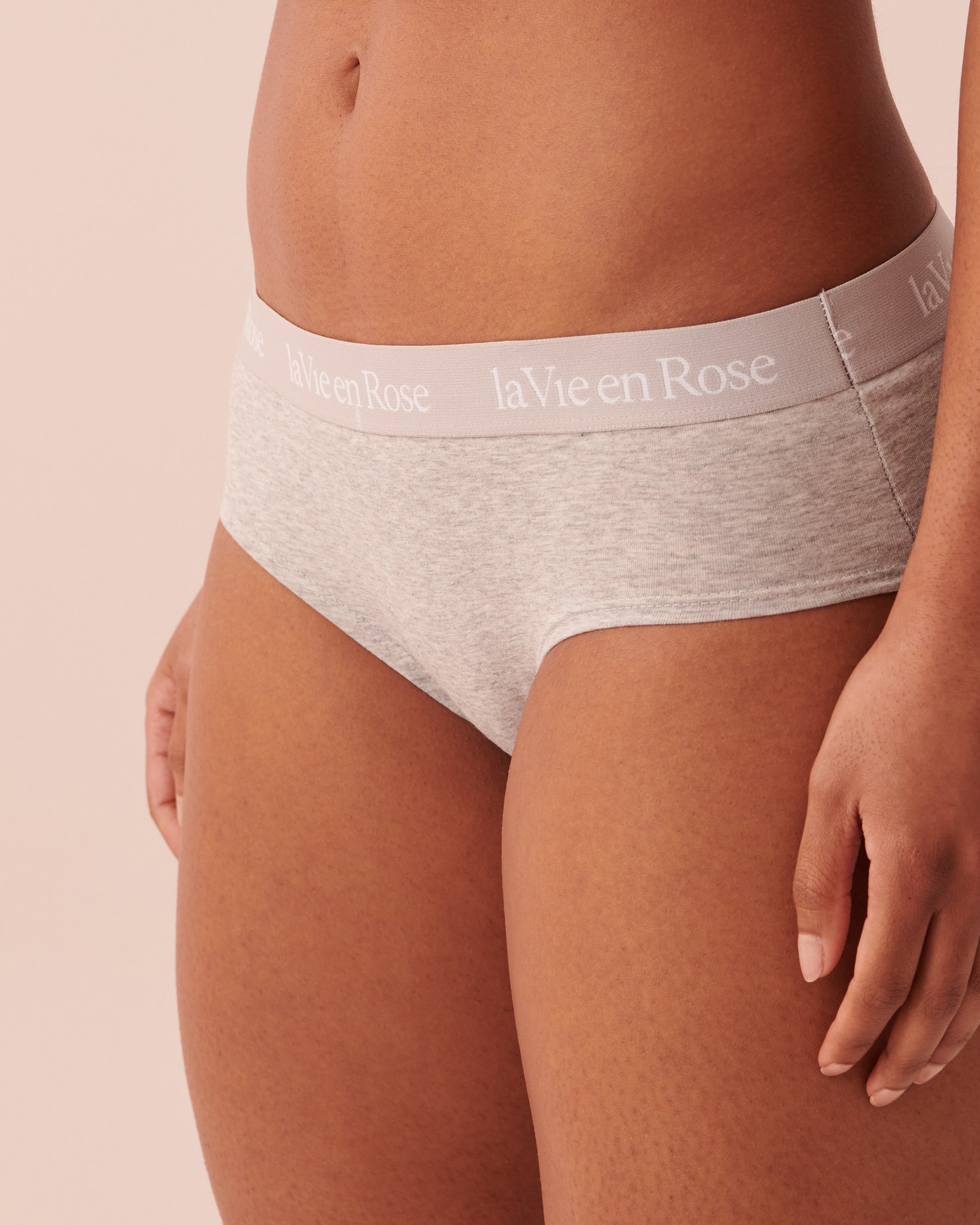 LA VIE EN ROSE Culotte aux hanches coton et bande élastique logo Gris 467-213-0-00 - View1
