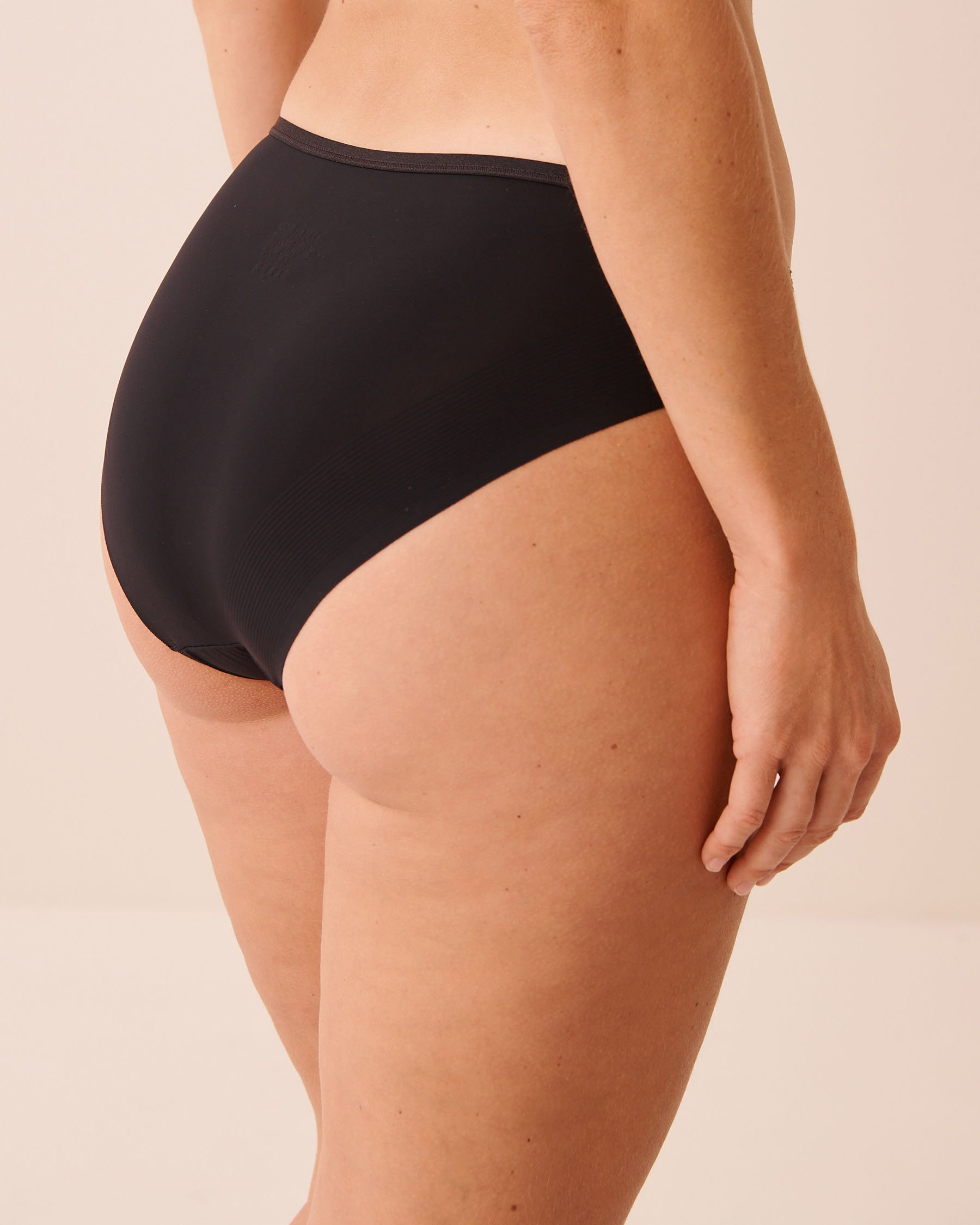 LA VIE EN ROSE Culotte bikini microfibre et dentelle dos lisse Noir 20300187 - Voir2