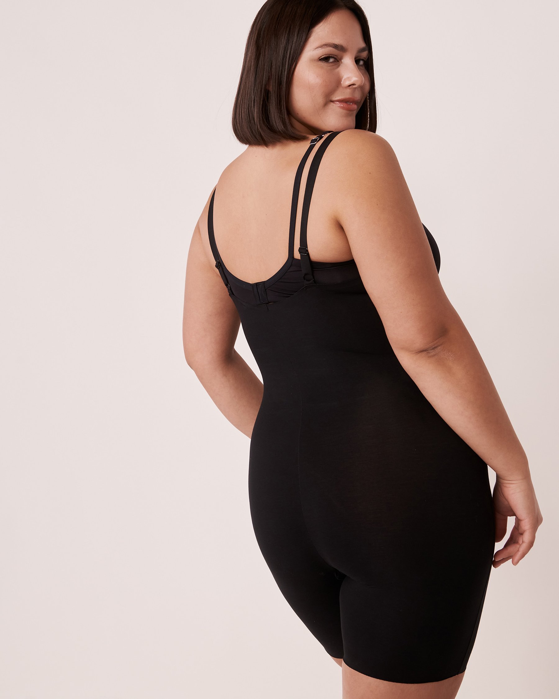 LA VIE EN ROSE Open Bust Cotton Shaping Bodysuit Black 30300001 - View2