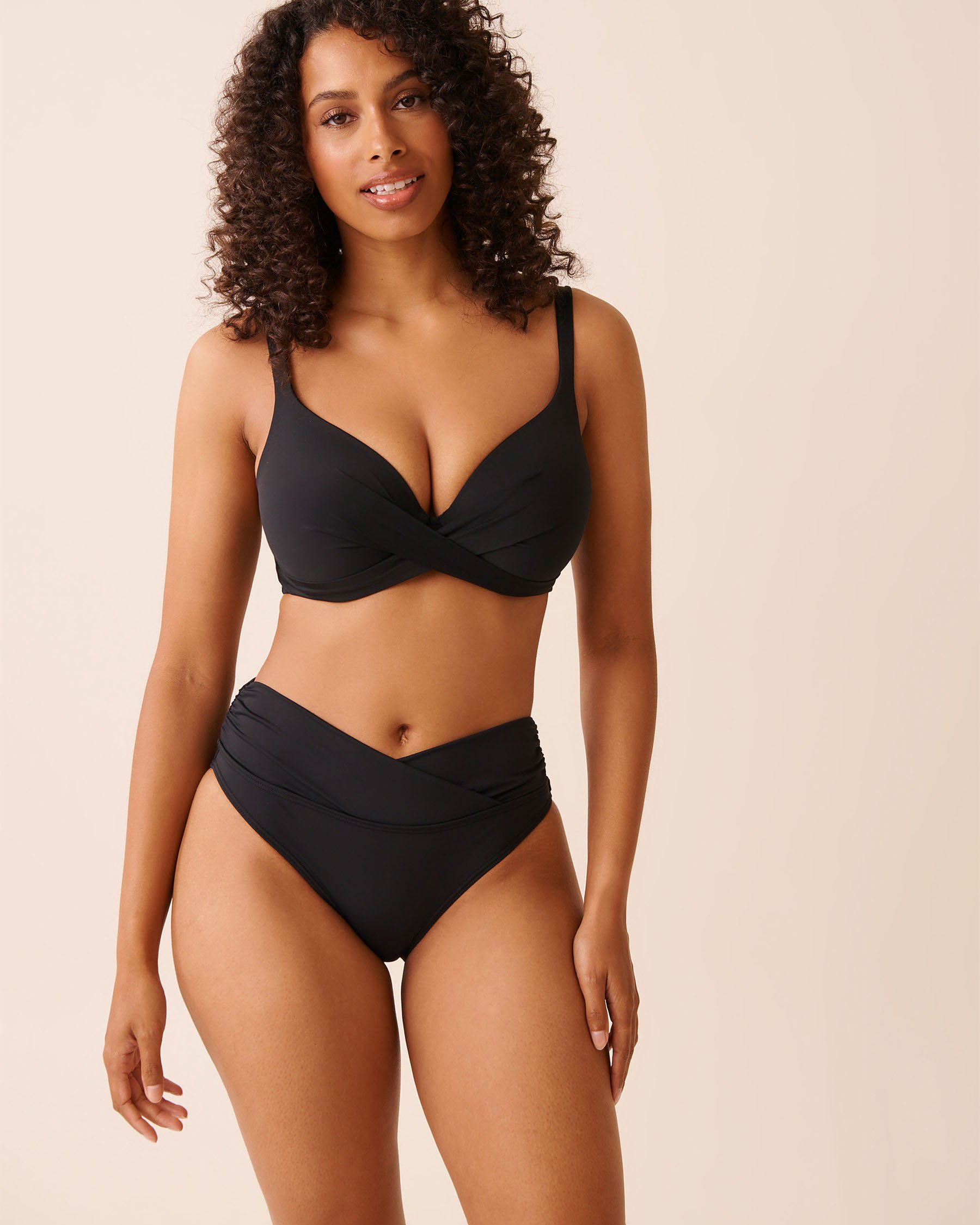 LA VIE EN ROSE AQUA Bas de bikini bande de taille torsadée BLACK Noir 799-621-1-00 - View5
