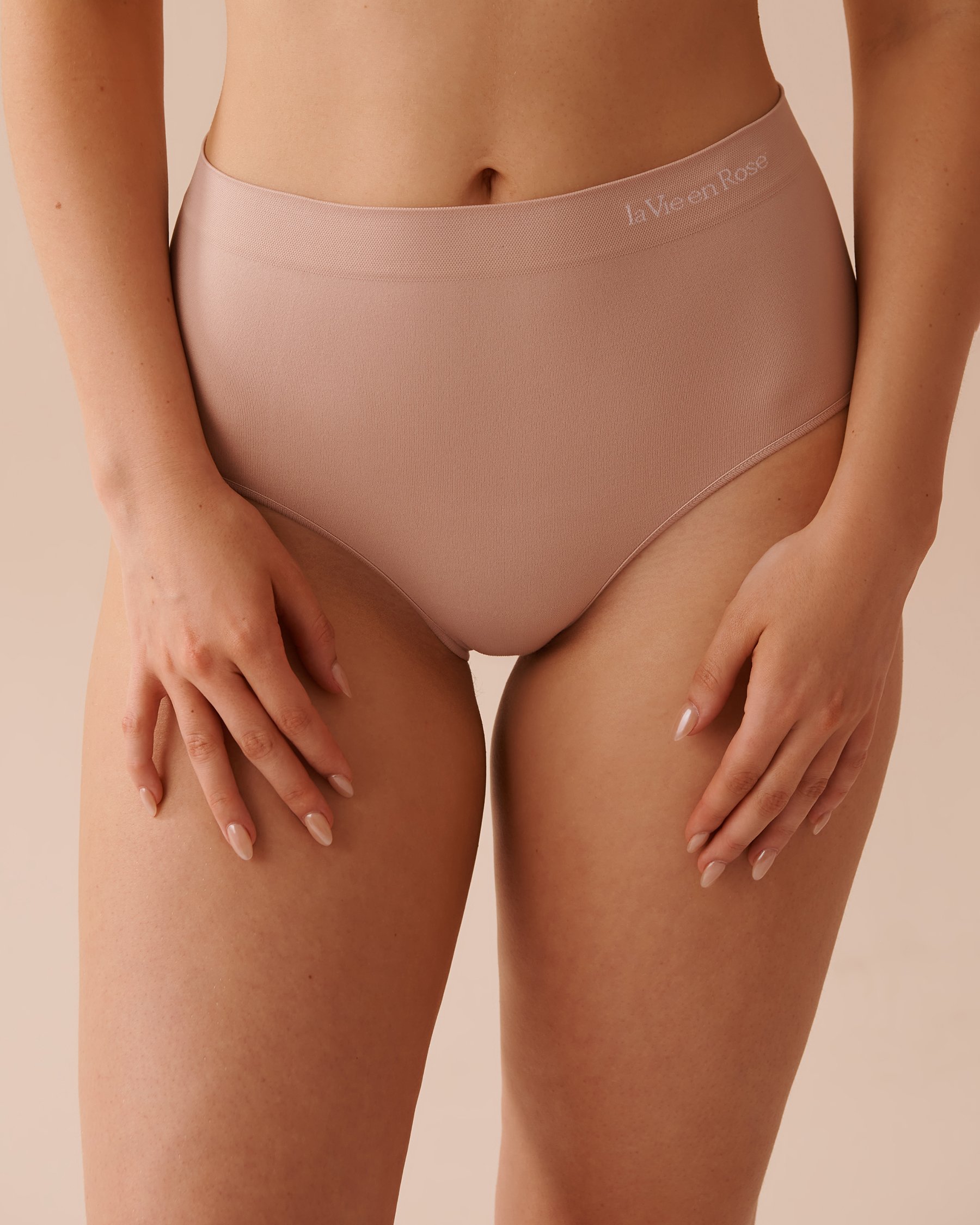 LA VIE EN ROSE Seamless Fabric High Waist Bikini Panty Taupe 20200497 - View1