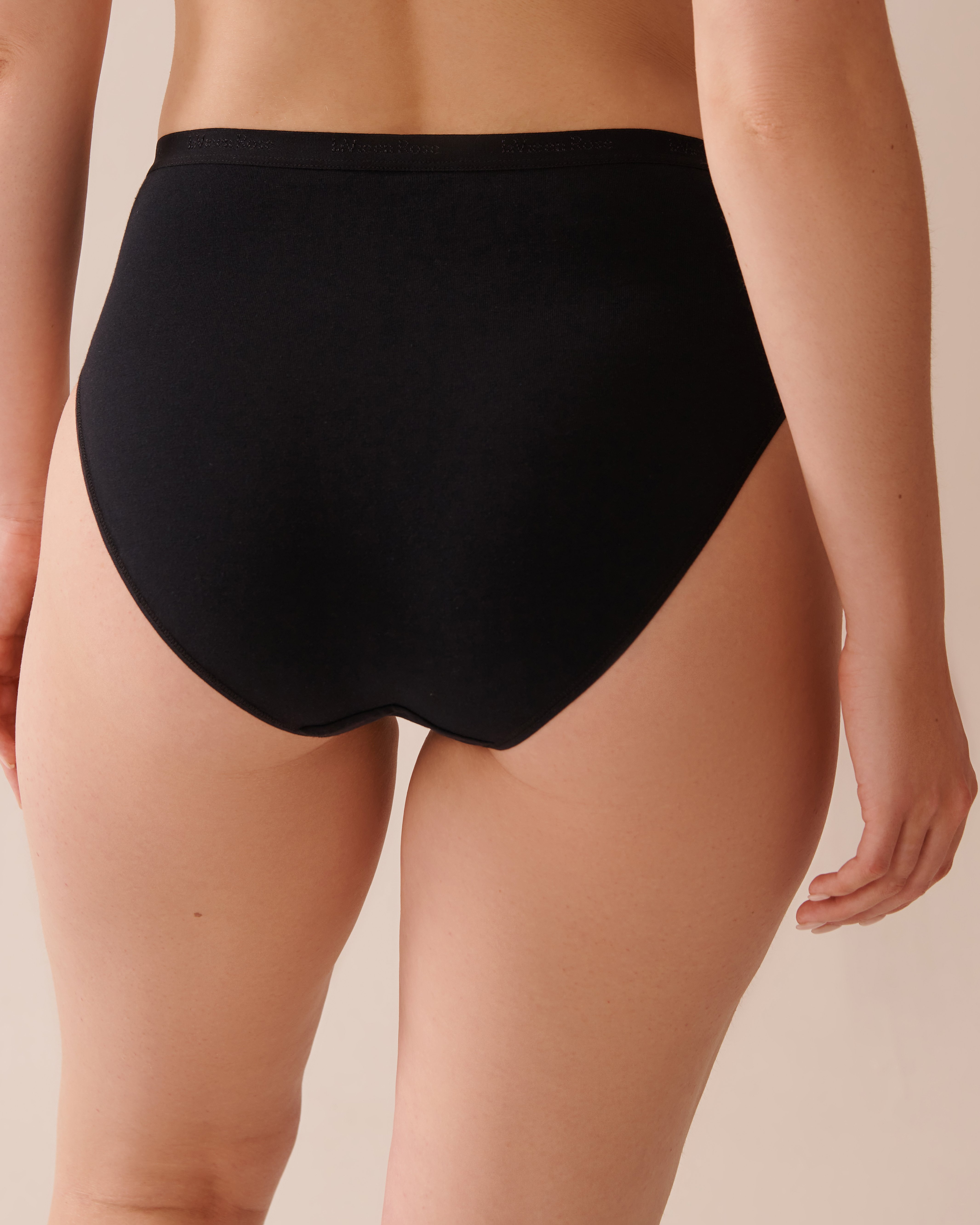 LA VIE EN ROSE Culotte bikini taille haute coton Noir 633-212-1-00 - Voir2