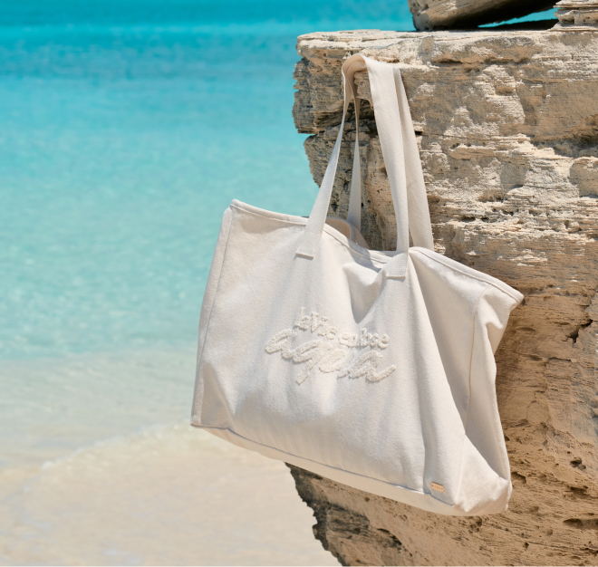 Sac de plage la Vie en Rose couleur crème