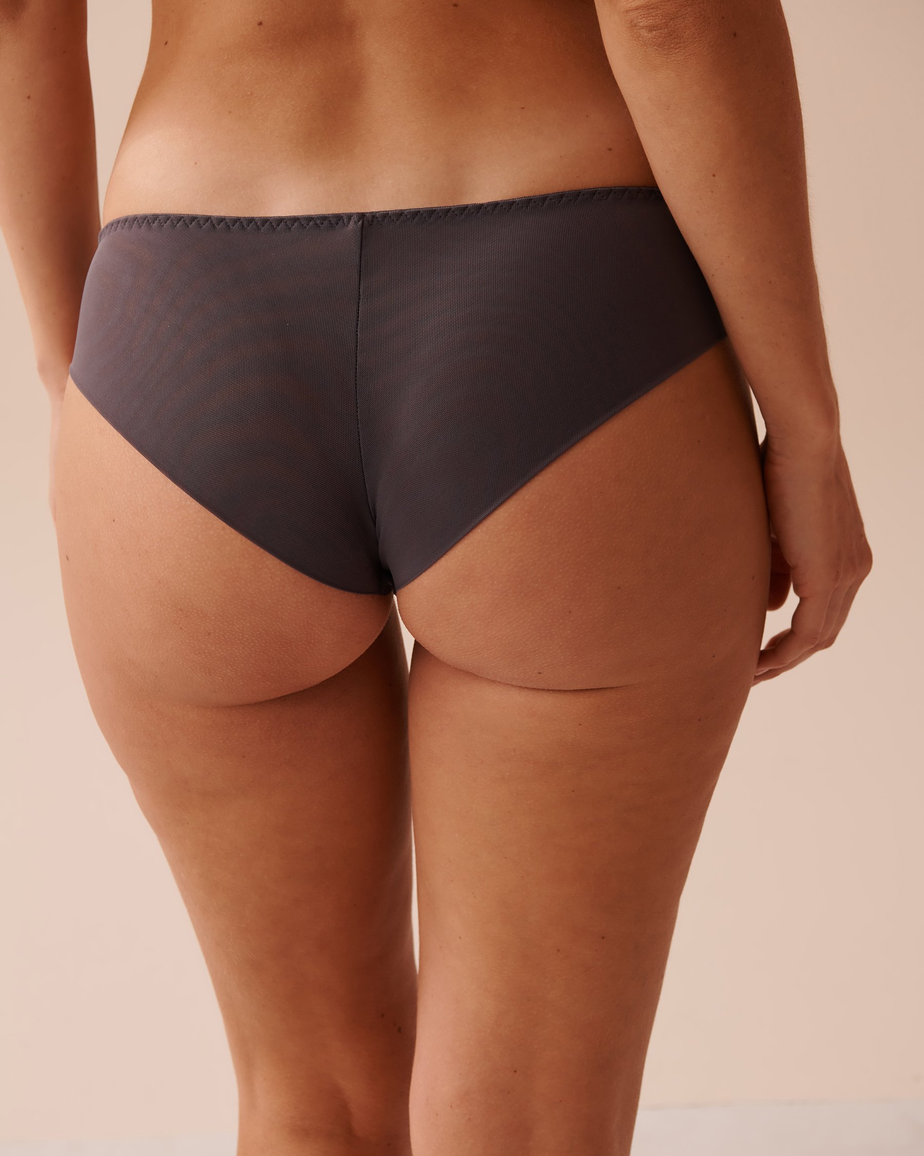 LA VIE EN ROSE Lace and Mesh Cheeky Panty Anthracite 20300327 - View2