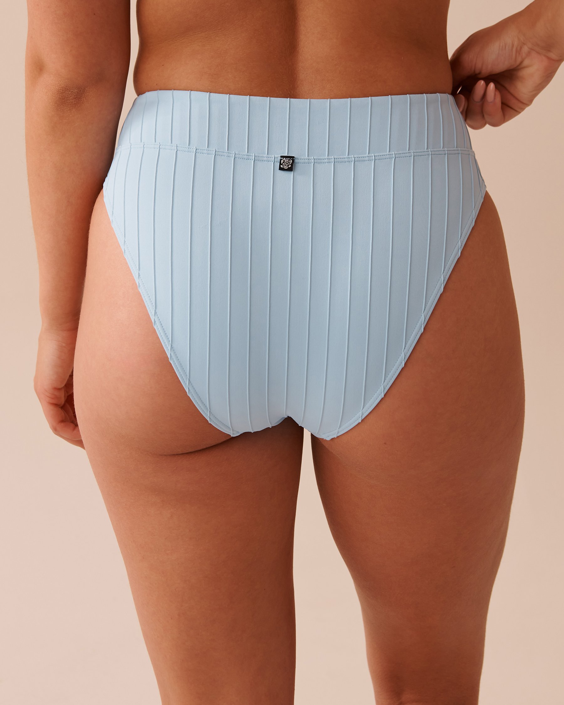 LA VIE EN ROSE AQUA PASTEL BLUE Textured High Waist Brazilian Bikini Bottom Pastel Blue 70300586 - View2