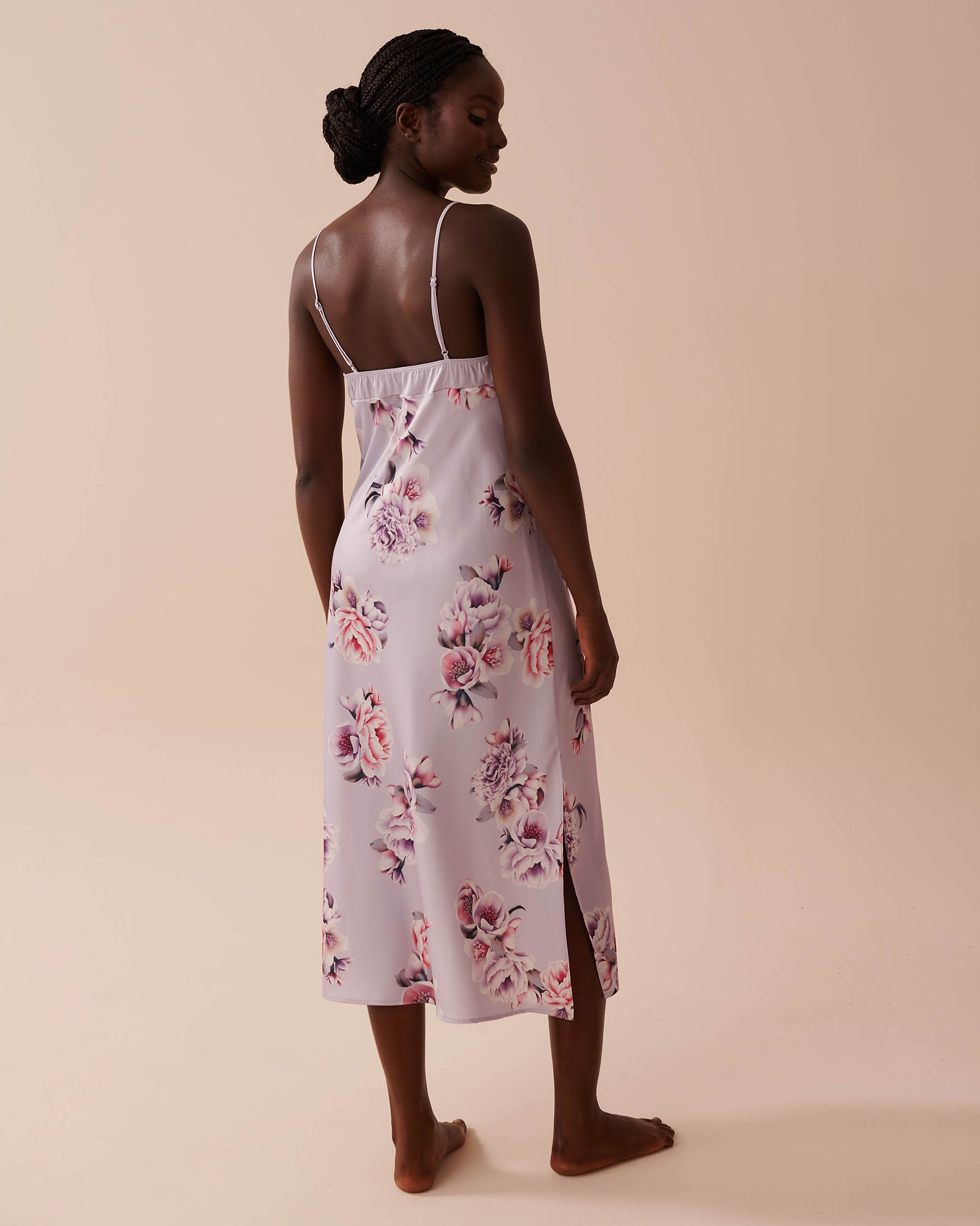 LA VIE EN ROSE Victorian Floral Long Satin Nightie Victorian Garden 60500157 - View2