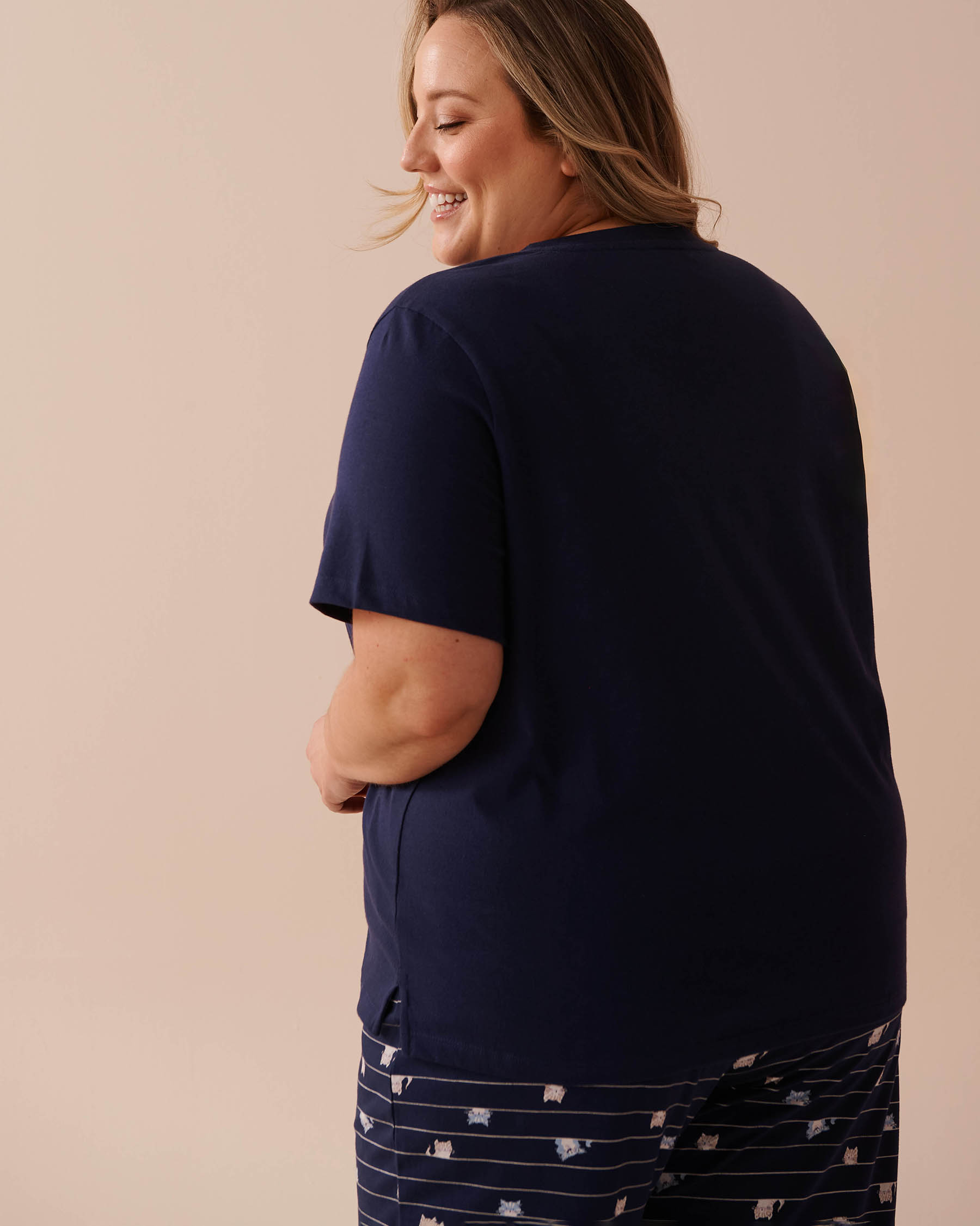 LA VIE EN ROSE Cotton T-shirt Evening Blue 40100614 - View2