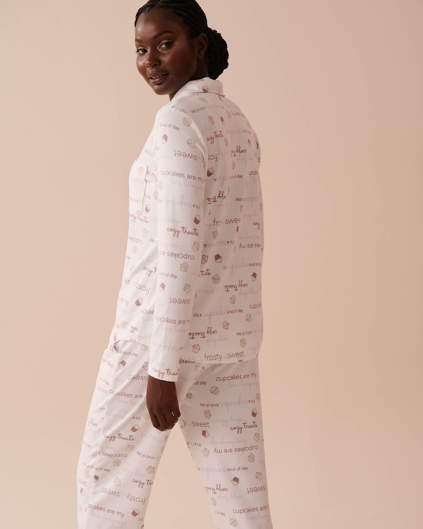 LA VIE EN ROSE Cupcake Print Recycled Fibers Button-down Shirt Cupcake Print 40100616 - View2