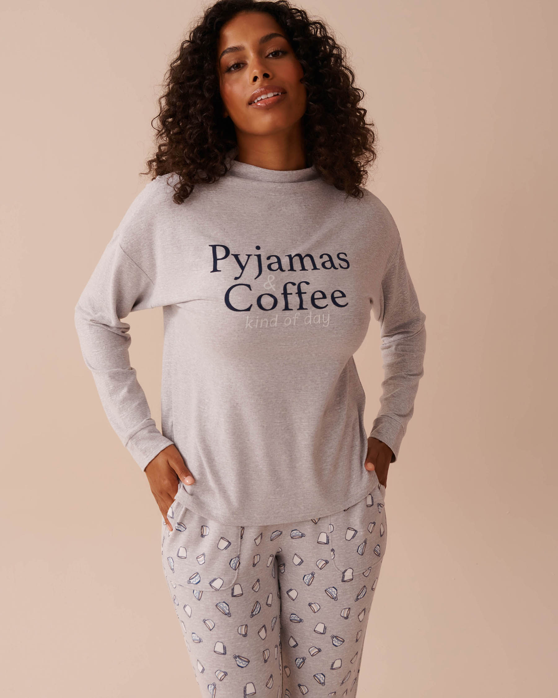 LA VIE EN ROSE Chandail manches longues en fibres recyclées Gris 40100617 - View1