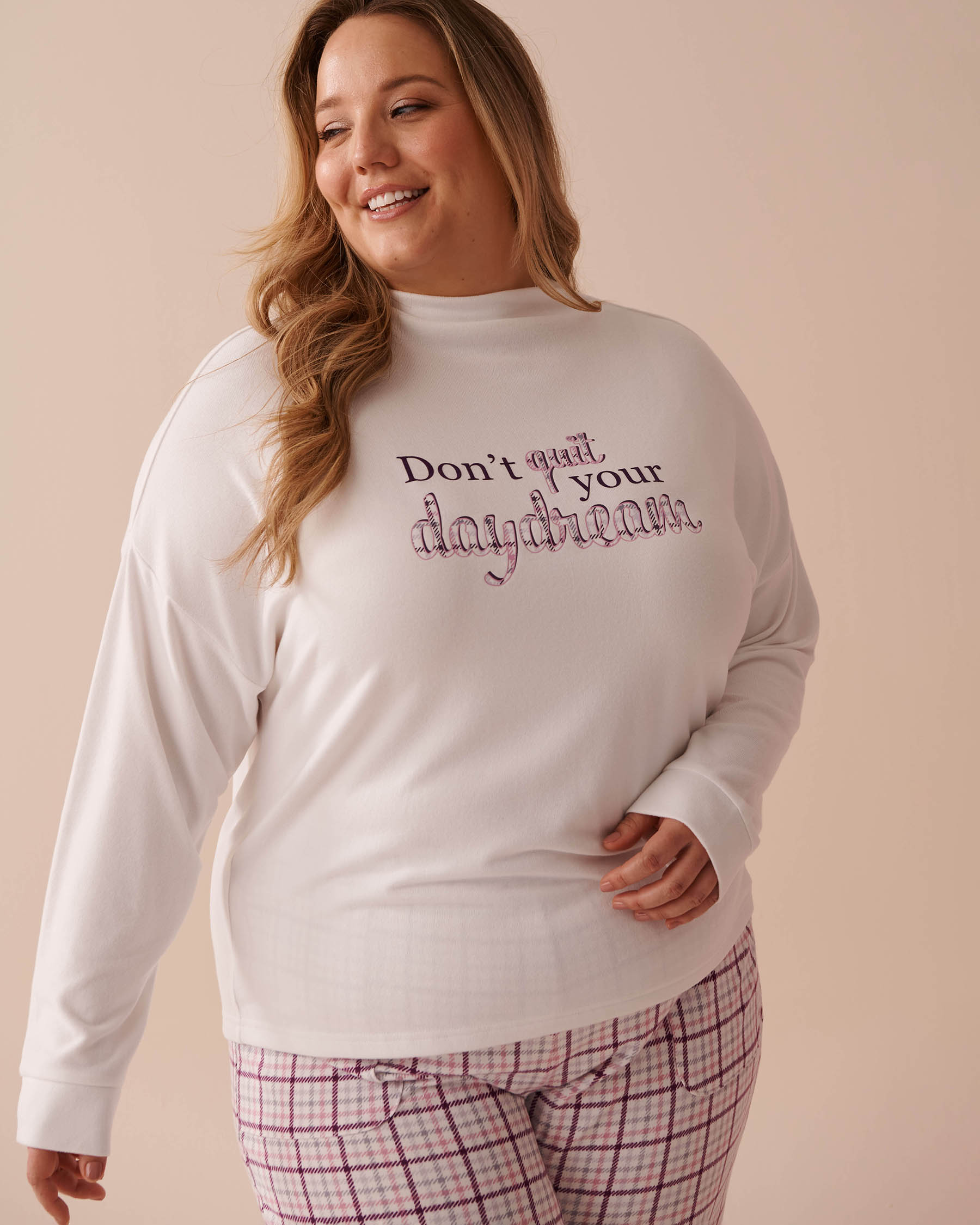 LA VIE EN ROSE Chandail manches longues en fibres recyclées Blanc 40100617 - View1