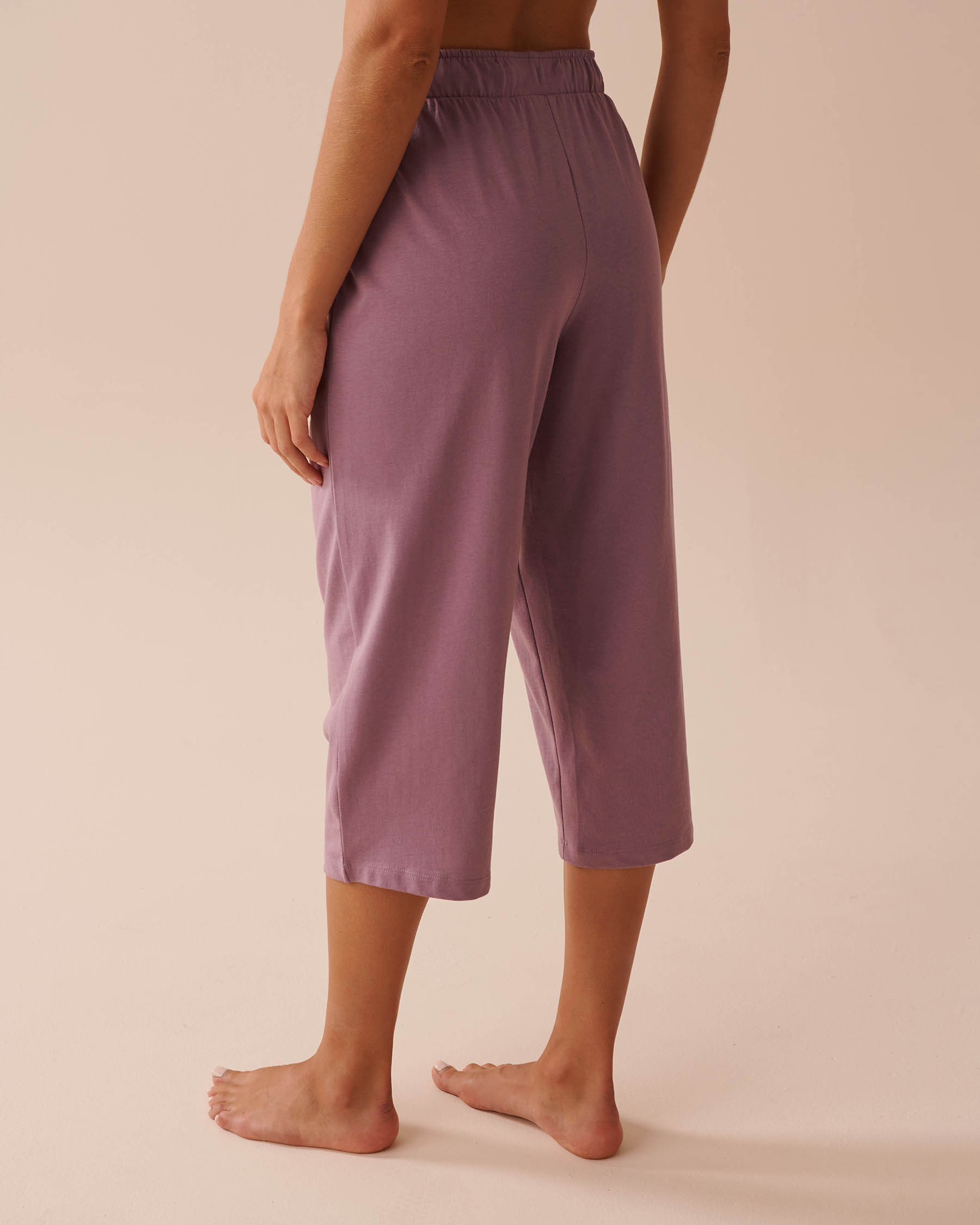 LA VIE EN ROSE Solid Cotton Pajama Capris Dusty Orchid 40200608 - View2