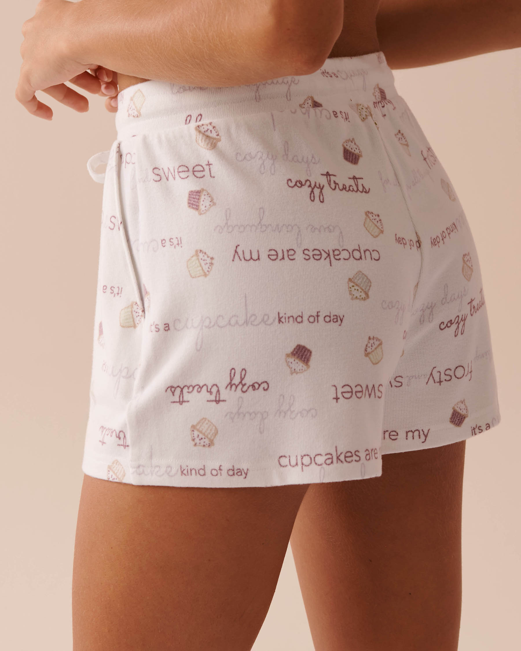 LA VIE EN ROSE Cupcake Print Recycled Fibers Pajama Shorts Cupcake Print 40200611 - View2