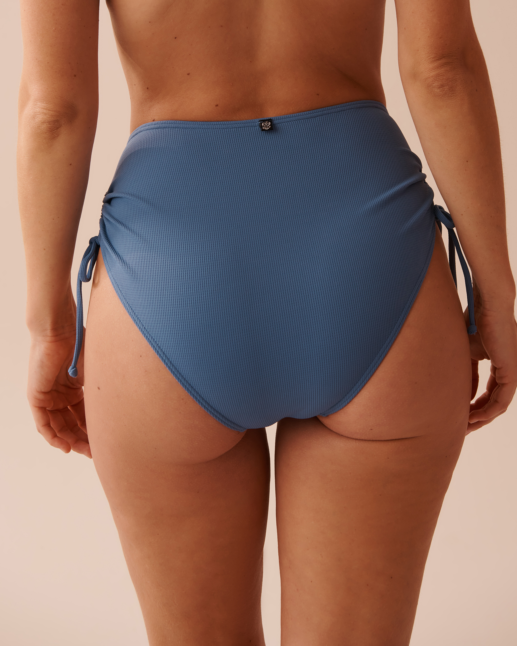 LA VIE EN ROSE AQUA COASTAL BLUE Textured Side Tie High Waist Bikini Bottom Coastal Blue 70300602 - View2