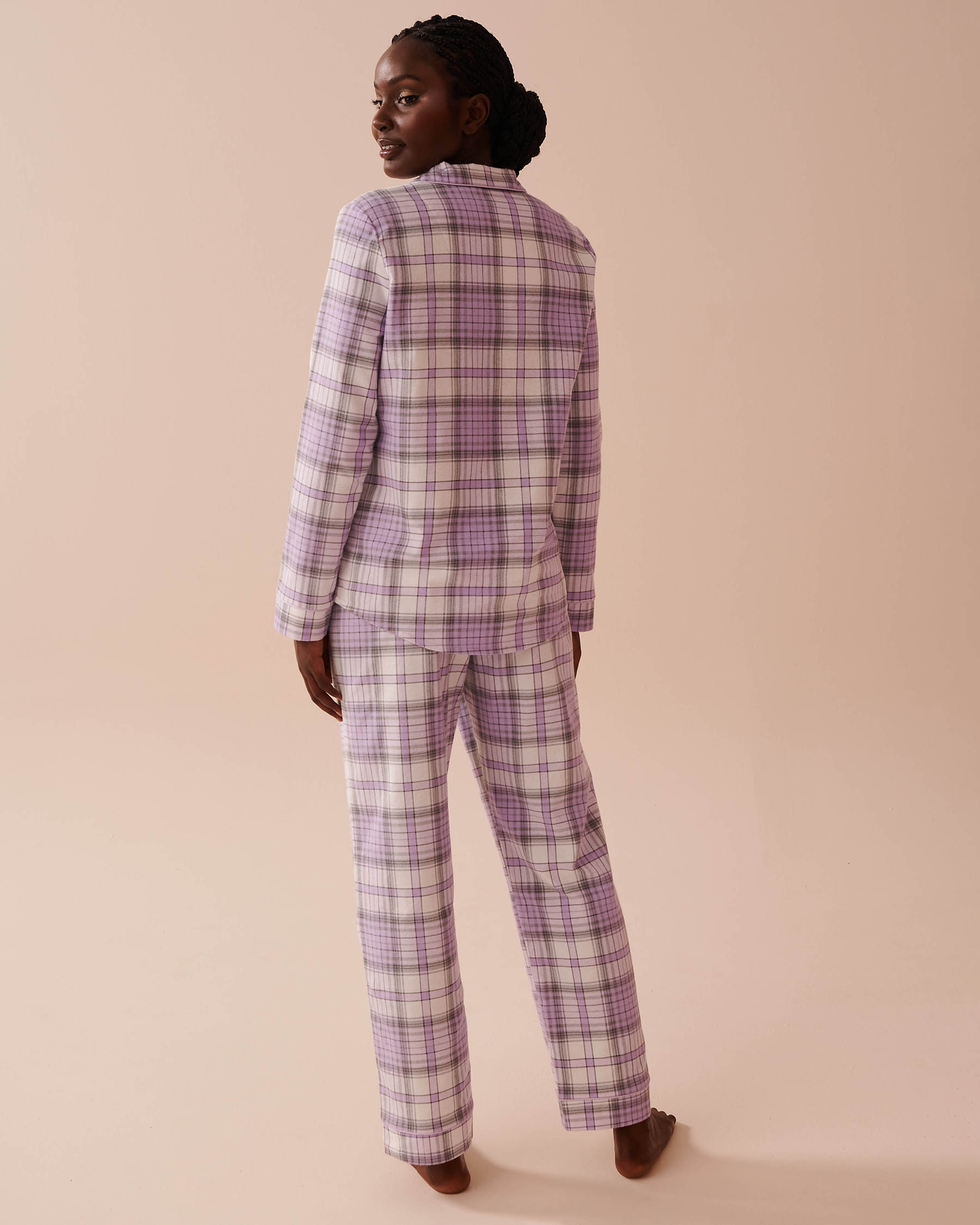 LA VIE EN ROSE Lilac Plaid Flannel PJ Set Lilac Plaid 40400073 - View2