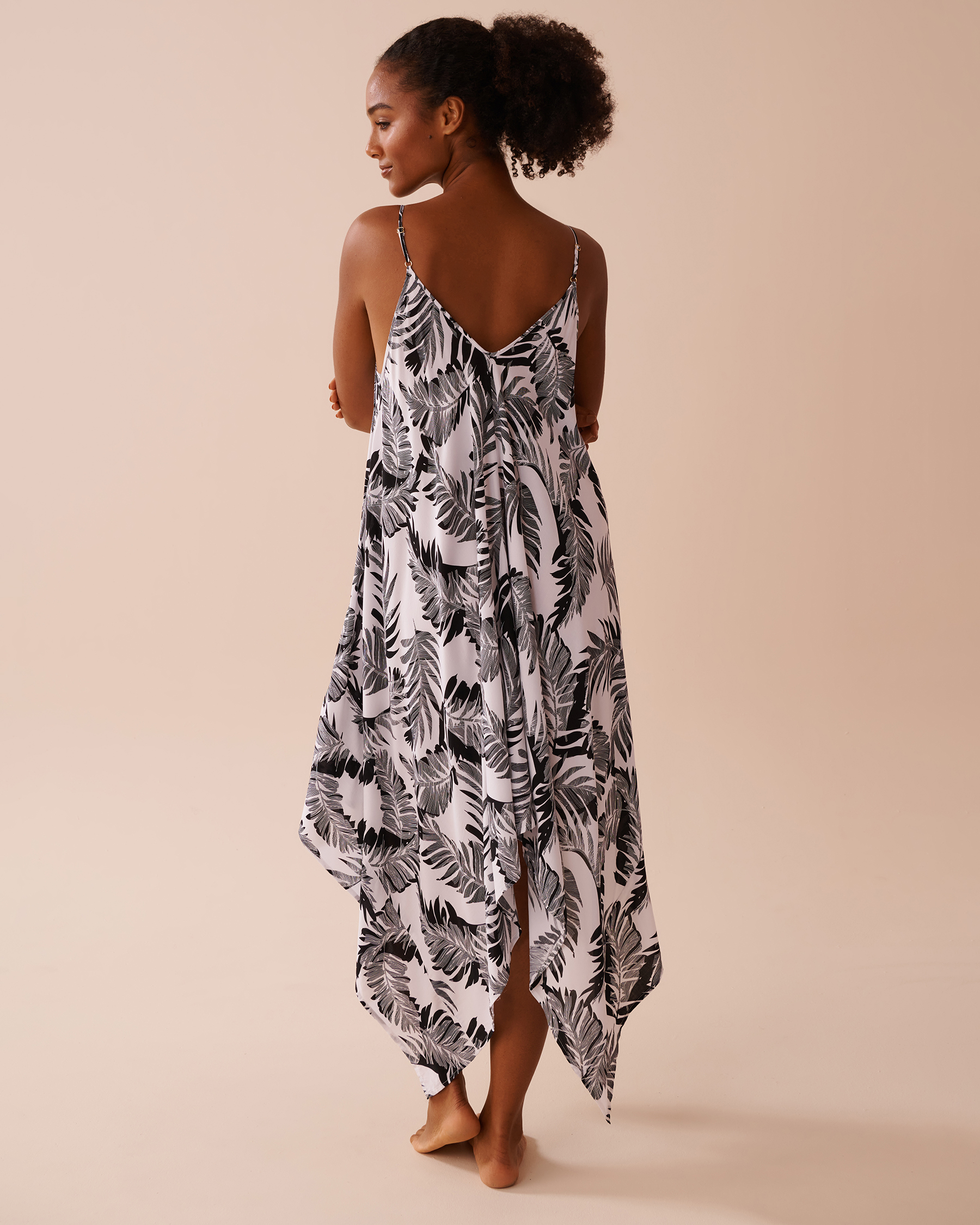 LA VIE EN ROSE AQUA Long Flowy Dress Monochrome Foliage 80300105 - View2