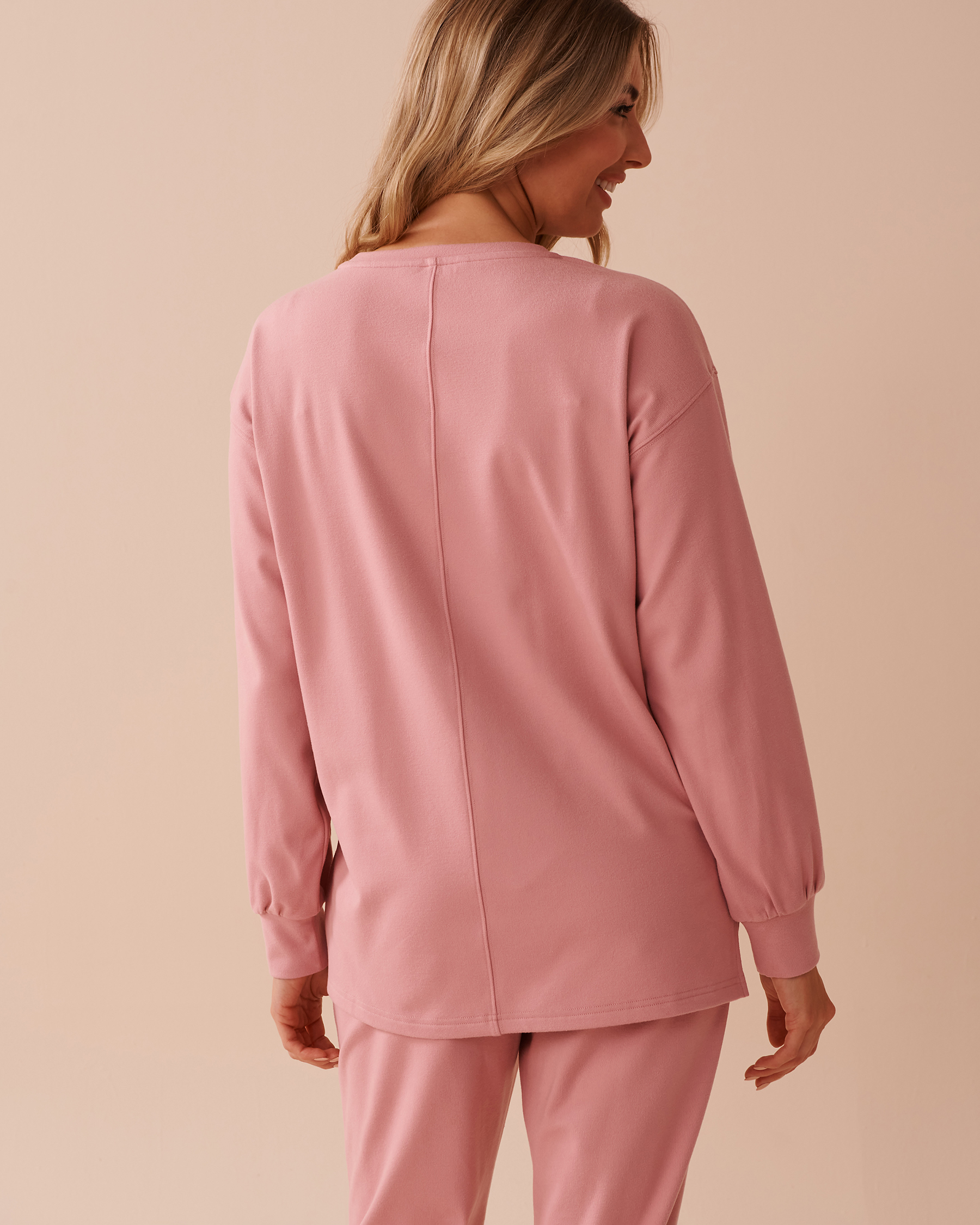 LA VIE EN ROSE Lightly Ribbed Crew Neck Sweatshirt Old Pink 50100099 - View2