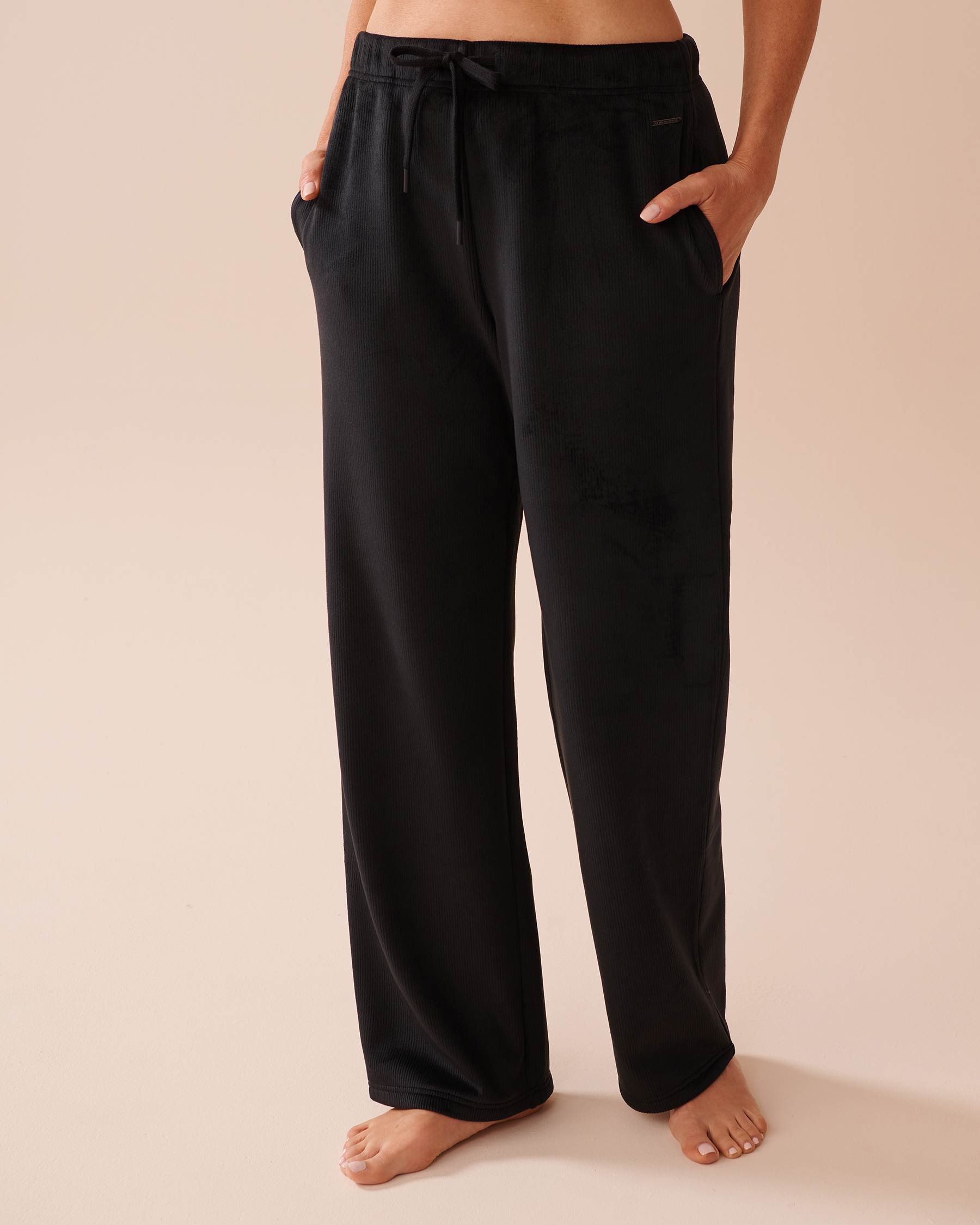LA VIE EN ROSE Heavy Ribbed Pants Black 50200085 - View1