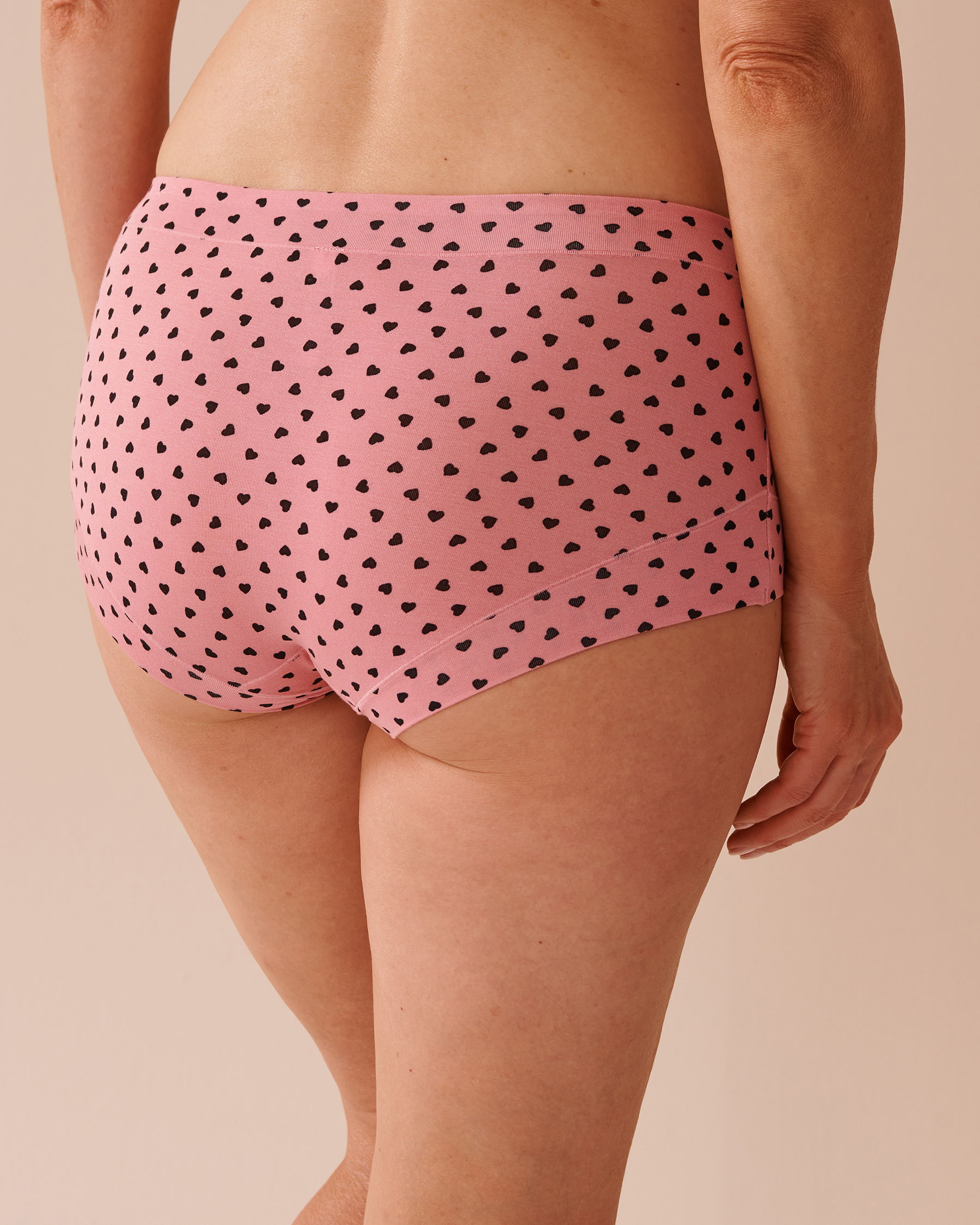 LA VIE EN ROSE Modal Boyleg Panty Pink/Black Hearts 20200580 - View2