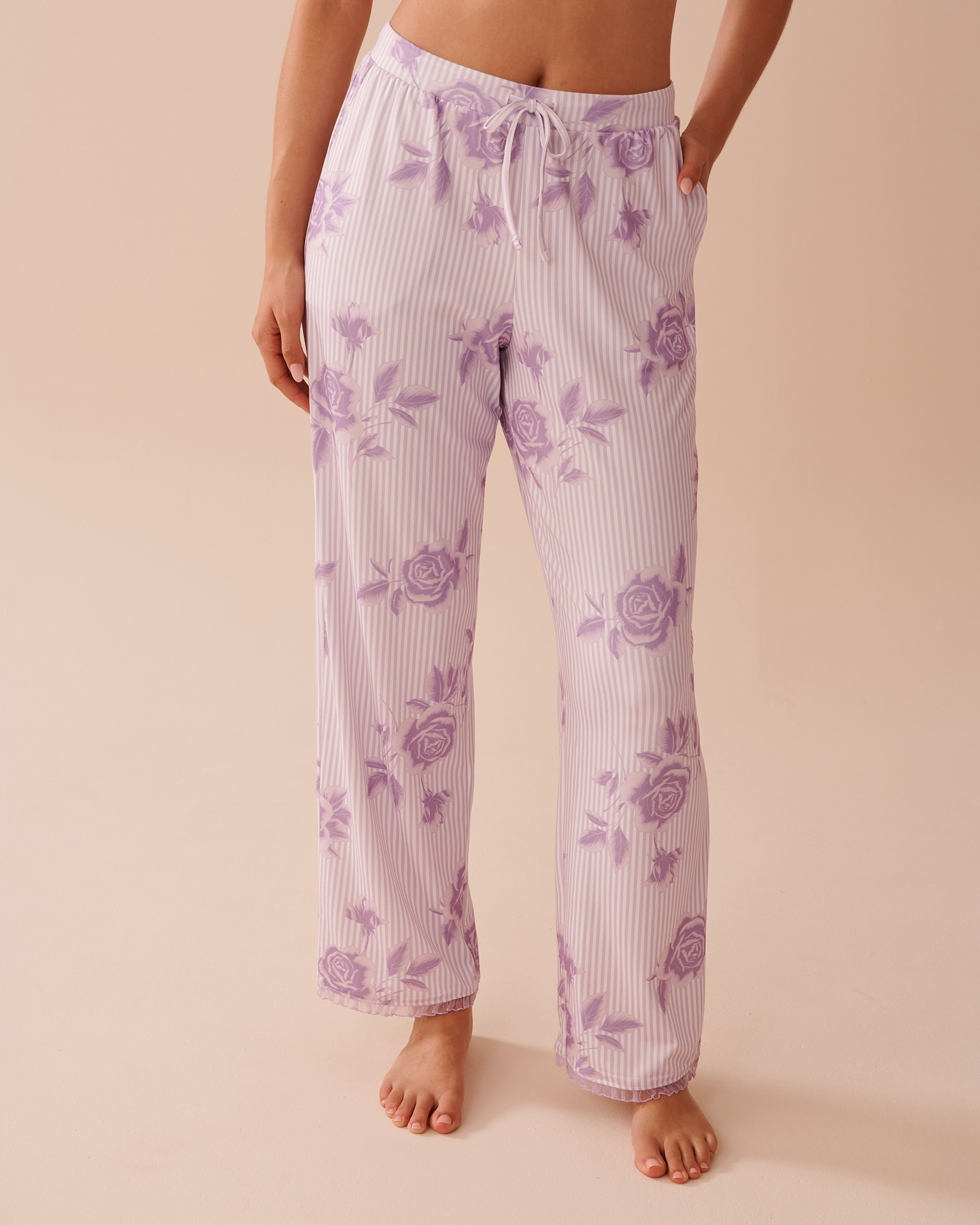 LA VIE EN ROSE Lilac Rose Print Super Soft Pajama Pants Lilac Rose 40200669 - View1