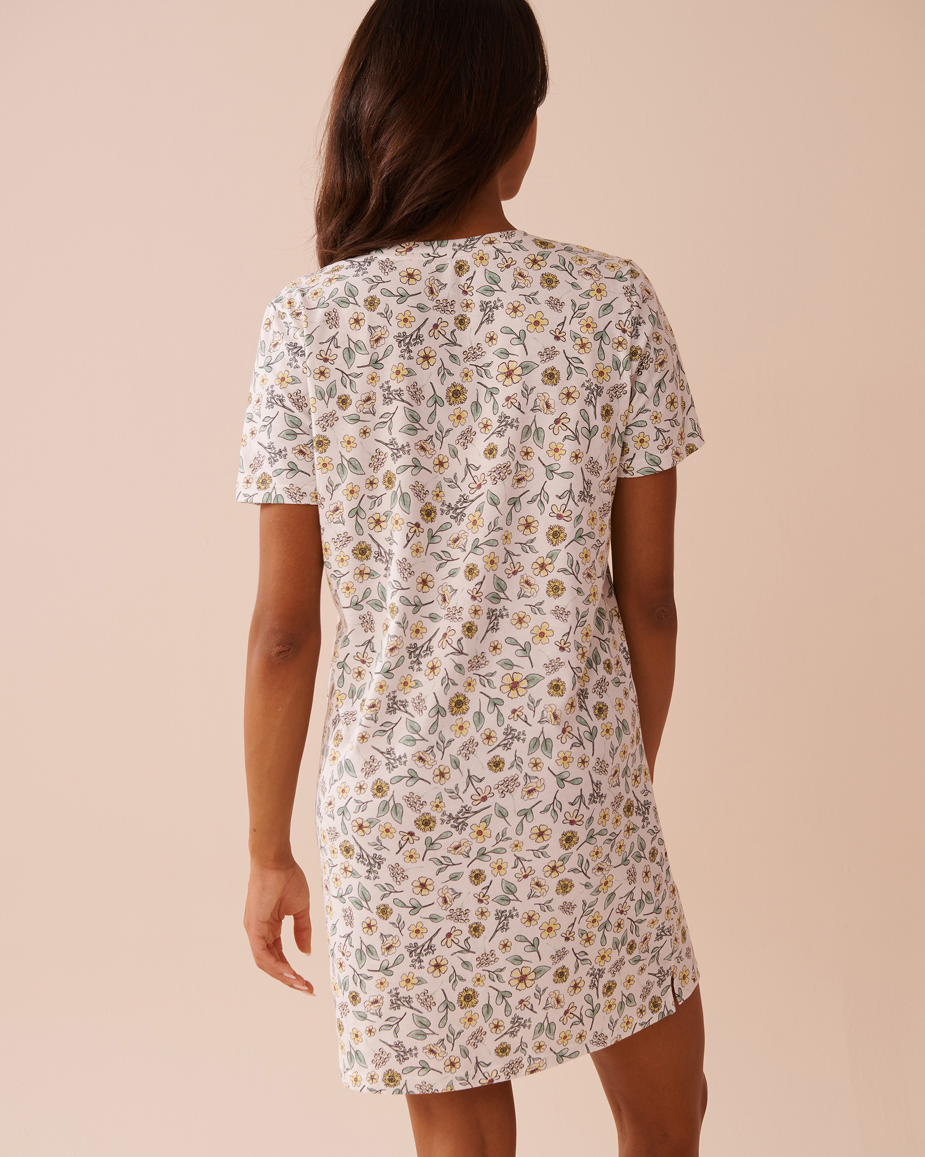 LA VIE EN ROSE Sunflower Print Cotton Short Sleeve Sleepshirt White/Sunflowers 40500412 - View2