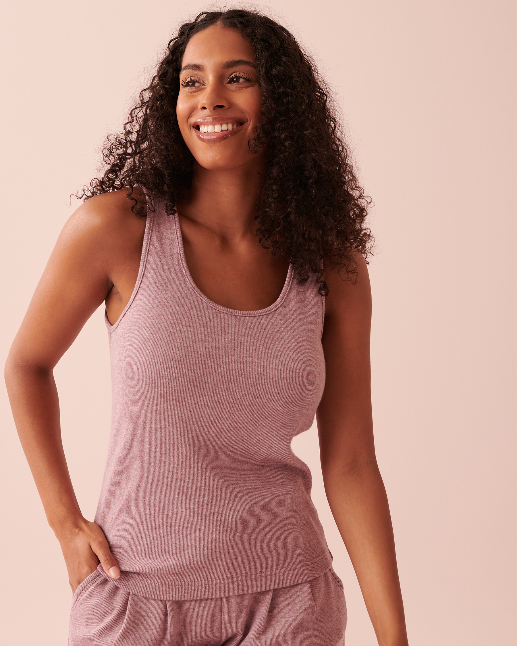 LA VIE EN ROSE Ribbed Cami Mauve mix 50100067 - View1