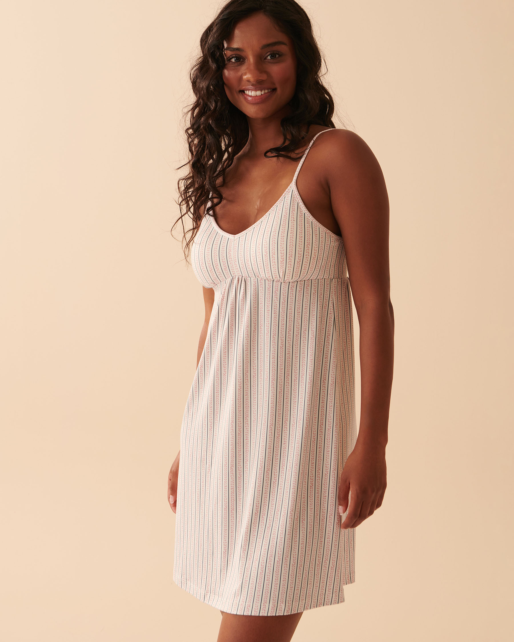 LA VIE EN ROSE Super Soft Thin Straps Nightie Colored vertical stripes 40500297 - View1