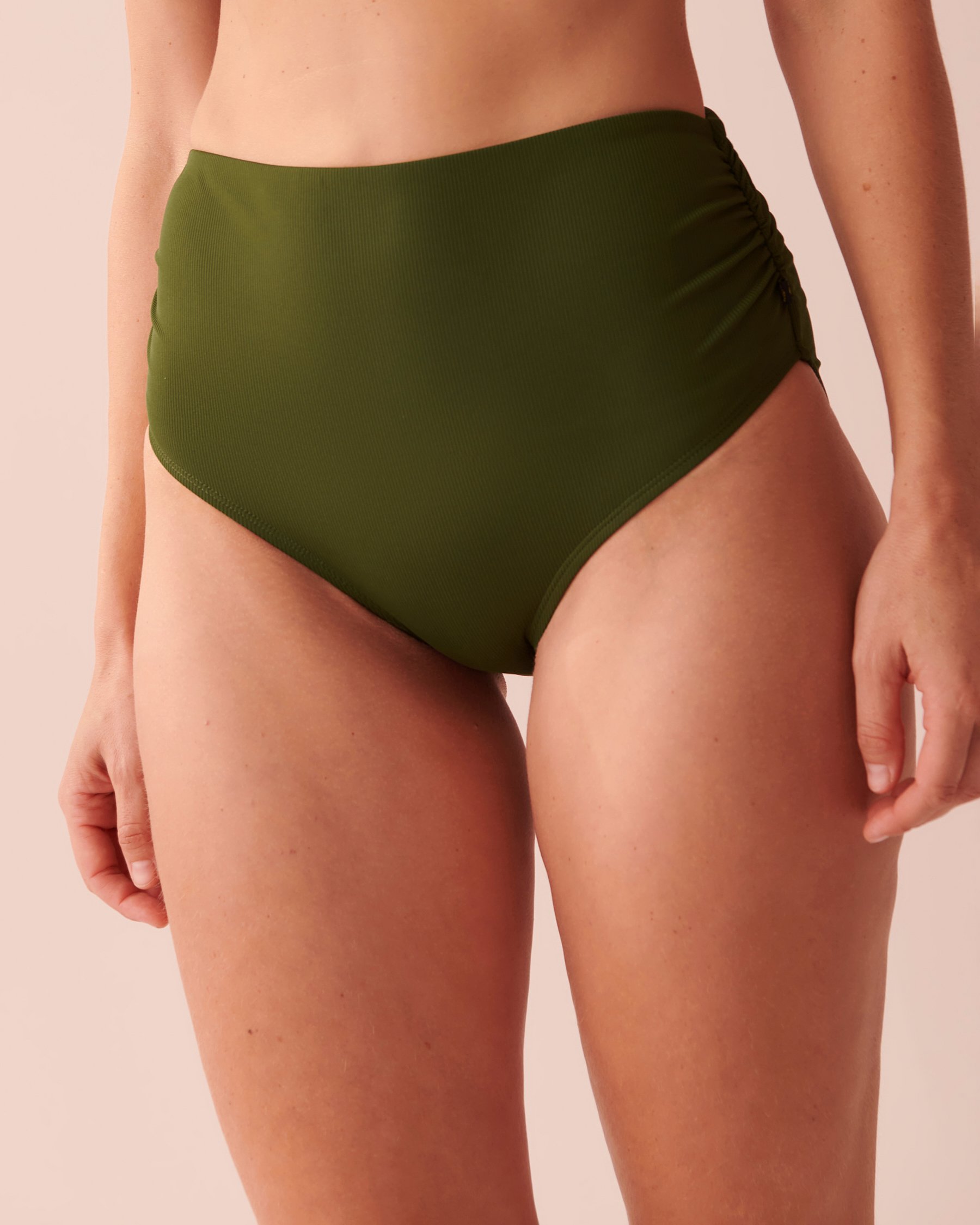 LA VIE EN ROSE AQUA SAMPIERI Shirred High Waist Bikini Bottom Palm tree green 70300495 - View1