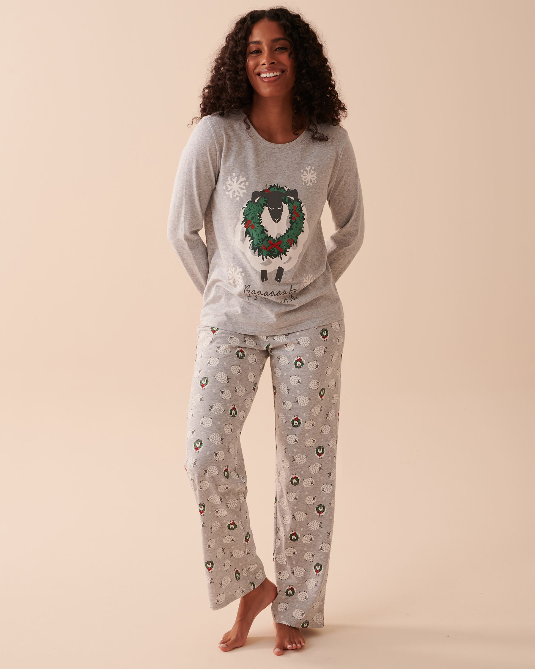 LA VIE EN ROSE Animal Cotton PJ Set Wooly Holiday 40400057 - View1