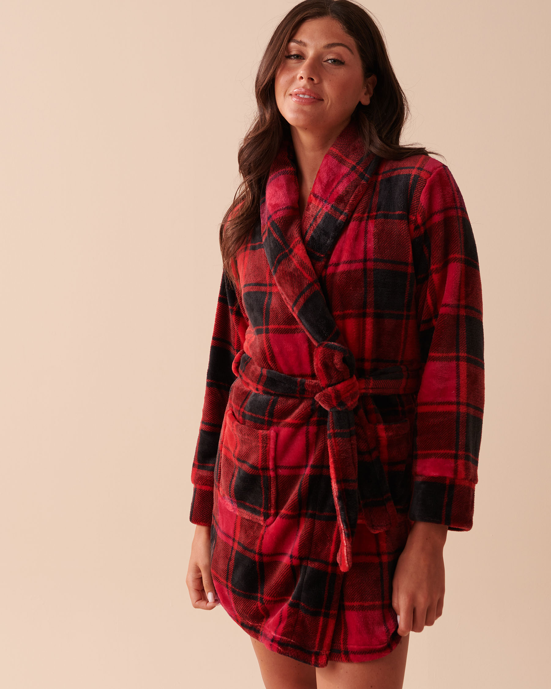 LA VIE EN ROSE Buffalo Plaid Soft Plush Robe Buffalo Plaid 40600153 - View1