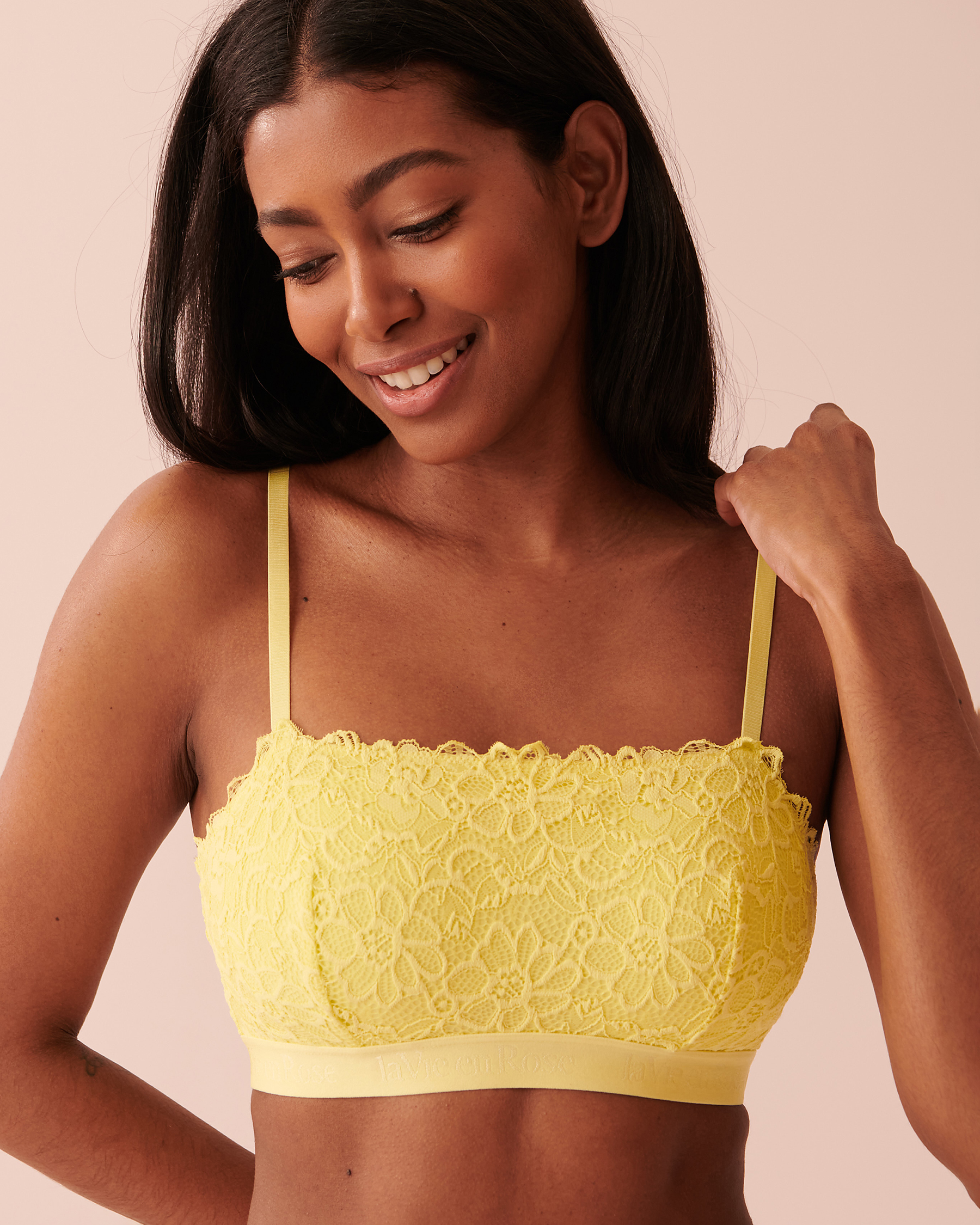 LA VIE EN ROSE Soutien-gorge bandeau doublure légère en dentelle Jaune 10200276 - View1