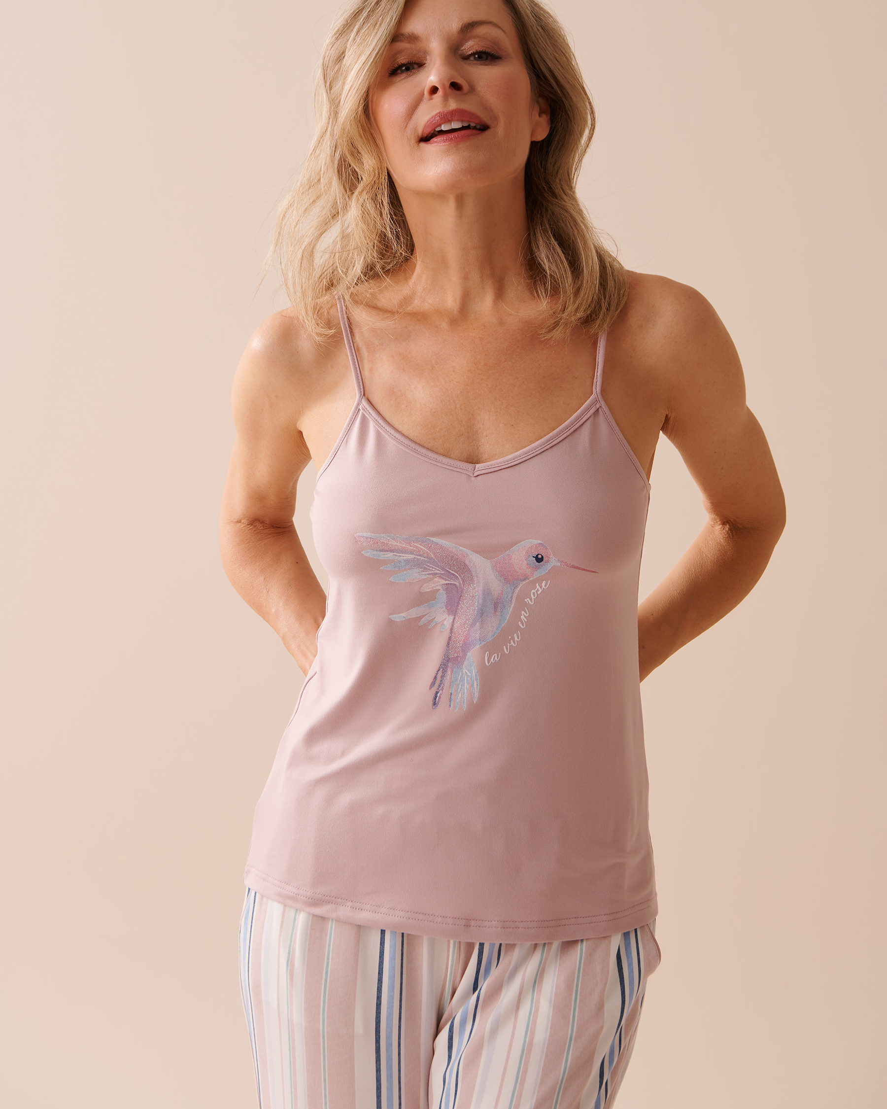 LA VIE EN ROSE Hummingbird Print Super Soft Cami Dusty Rose 40100557 - View1