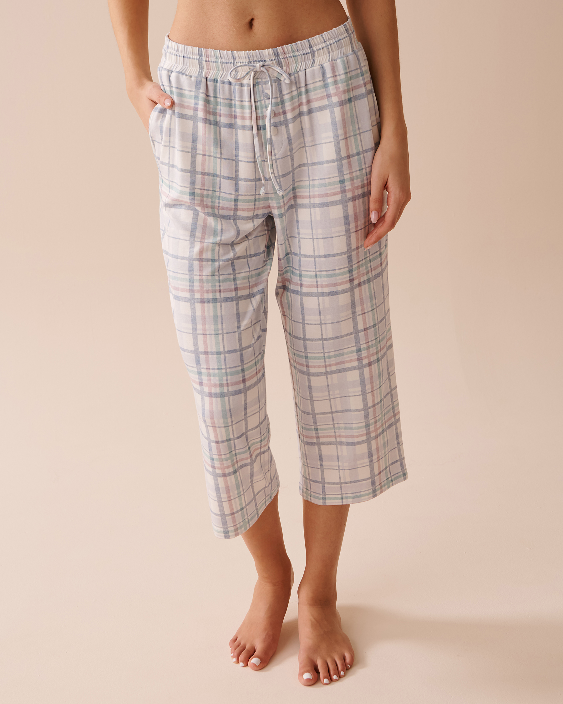 LA VIE EN ROSE Pastel Plaid Bamboo Capris Pastel Plaid 40200555 - View1