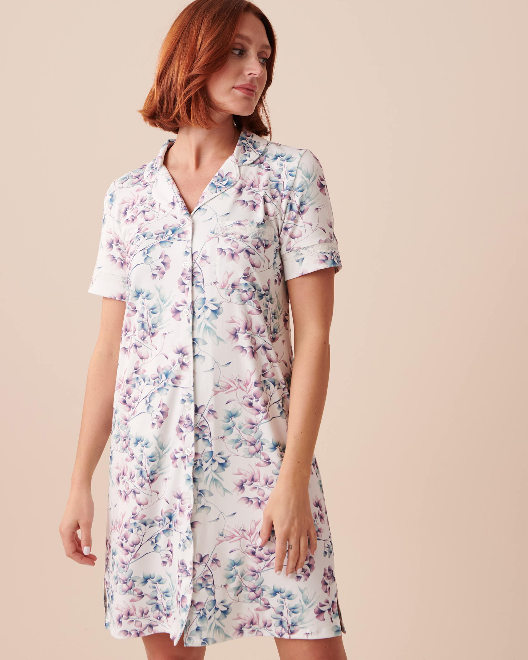 LA VIE EN ROSE Bucolic Print Super Soft Lace Details Sleepshirt Bucolic Branches 40500337 - View1