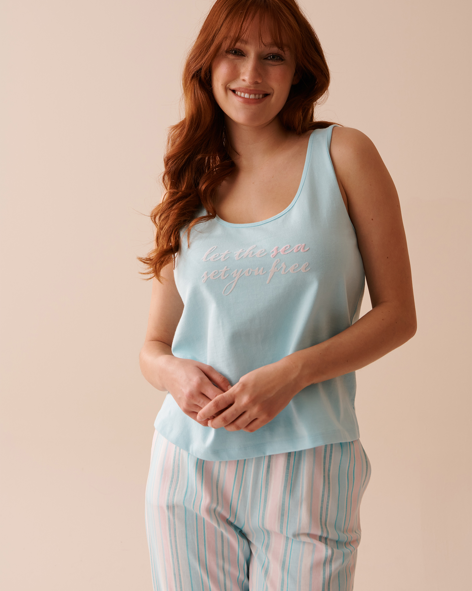 LA VIE EN ROSE Camisole en coton Bleu glacé 40100583 - View1